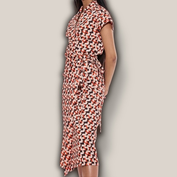 NWT Alexia Admor ‘Paris Surplice Wrap Midi Dress’ in “Brown Geo” Print Size 2 - Picture 5 of 9